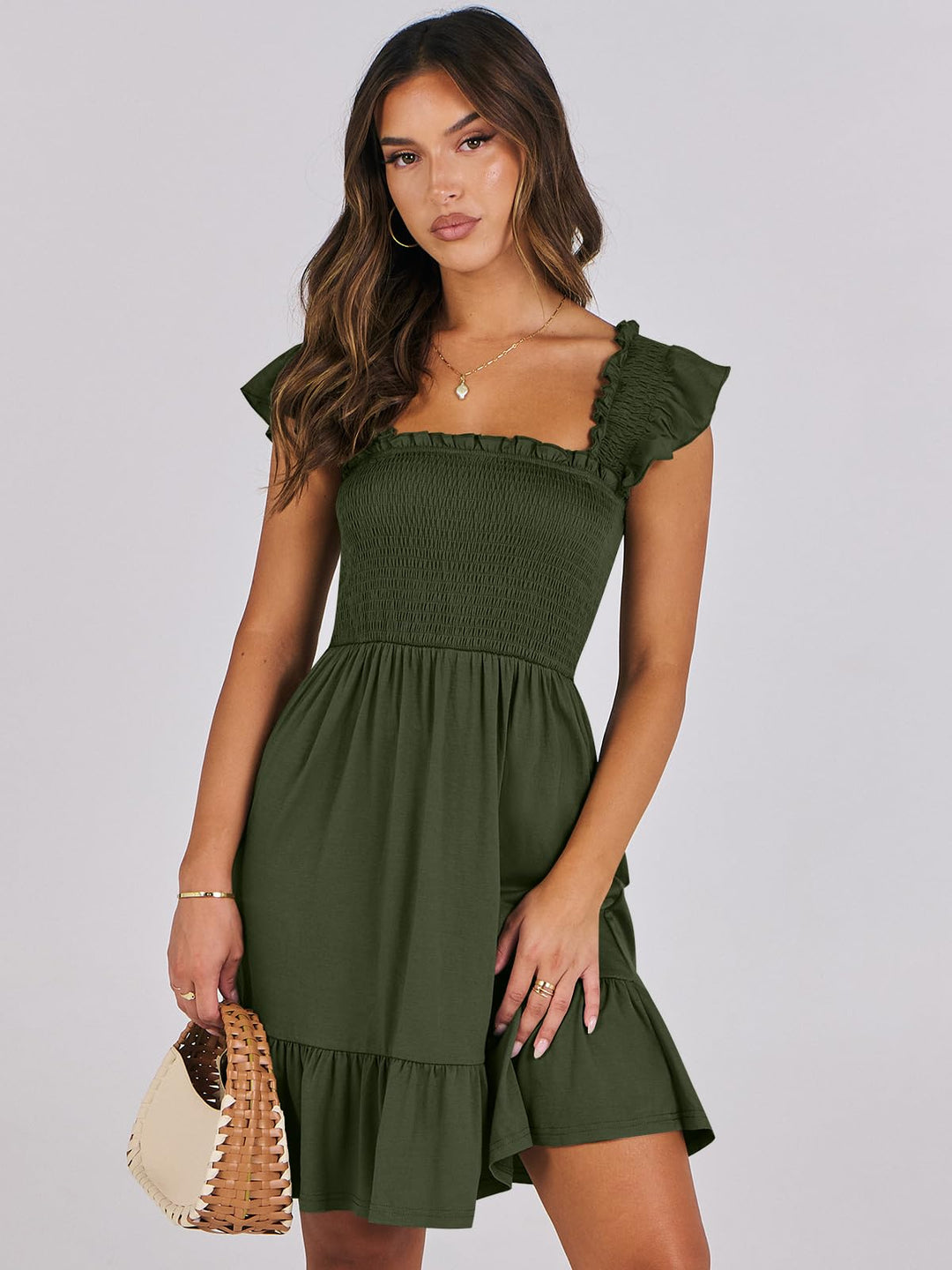 ANRABESS Boho Sleeveless Square Neck Beach Dress