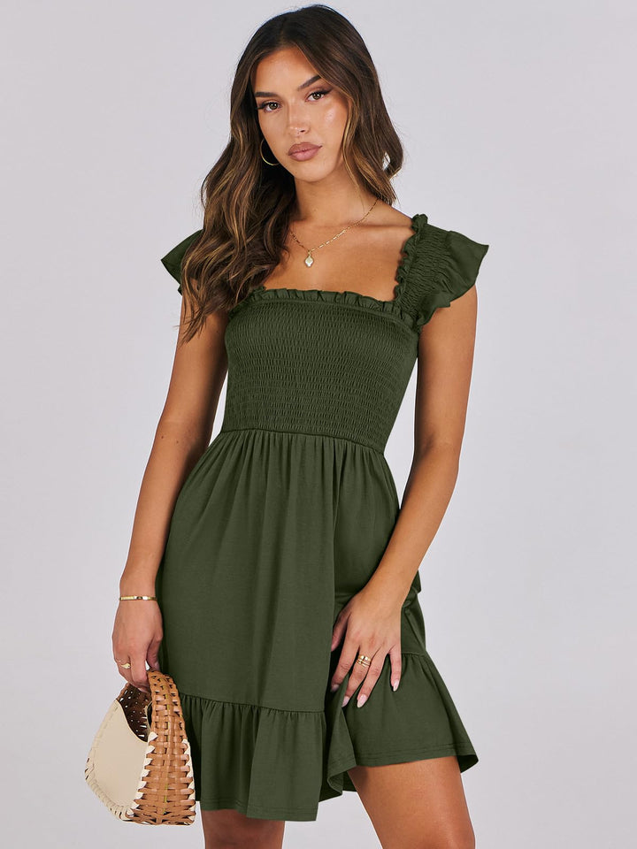 ANRABESS Boho Sleeveless Square Neck Beach Dress