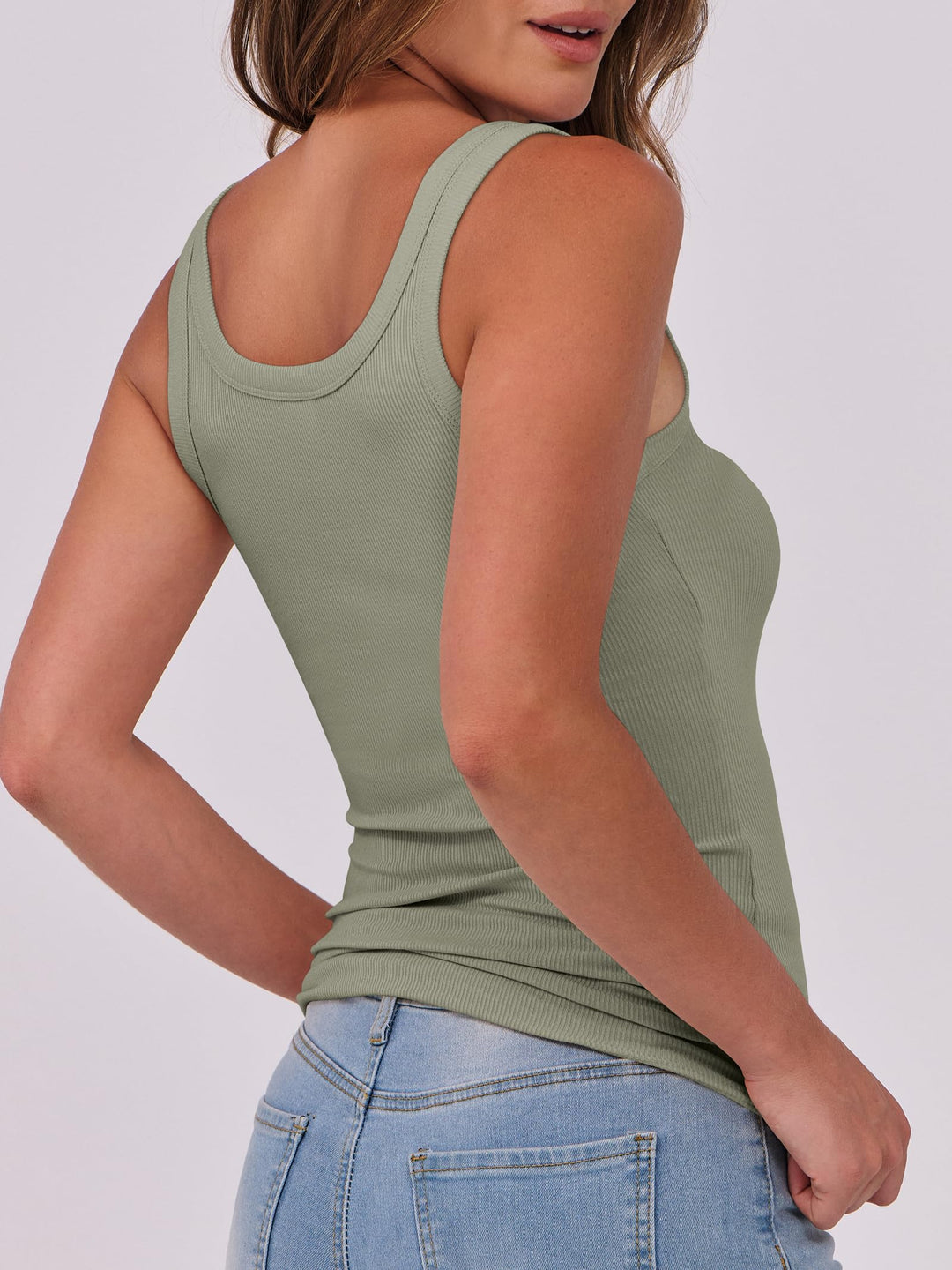 ANRABESS Womens Sleeveless Scoop Neck Tank Top Ribbed Fitted Summer Basic Slim Cute Tops 2026