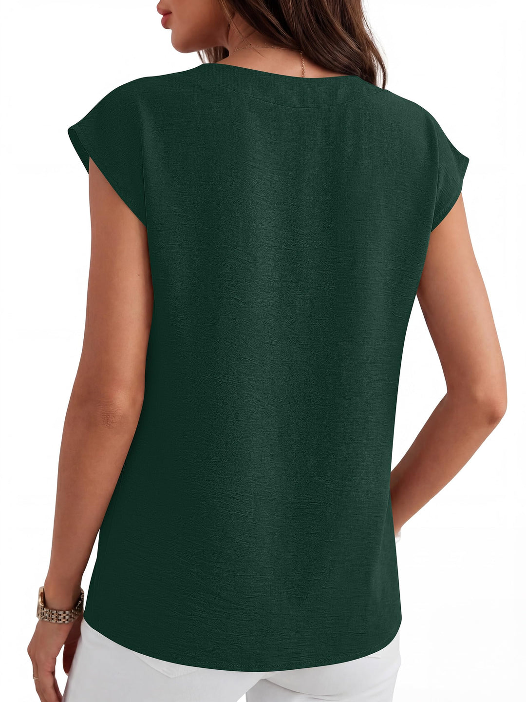 ANRABESS Women Tops V Neck T Shirts Cap Sleeve Business Casual Tops for Women Summer Loose Fit Dressy Work Office Blouses Cute Clothes Trendy Outfits