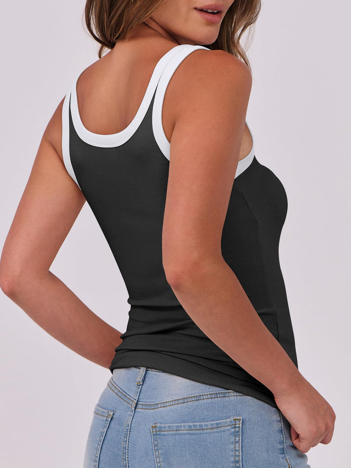 ANRABESS Womens Sleeveless Scoop Neck Tank Top Ribbed Fitted Summer Basic Slim Cute Tops 2026