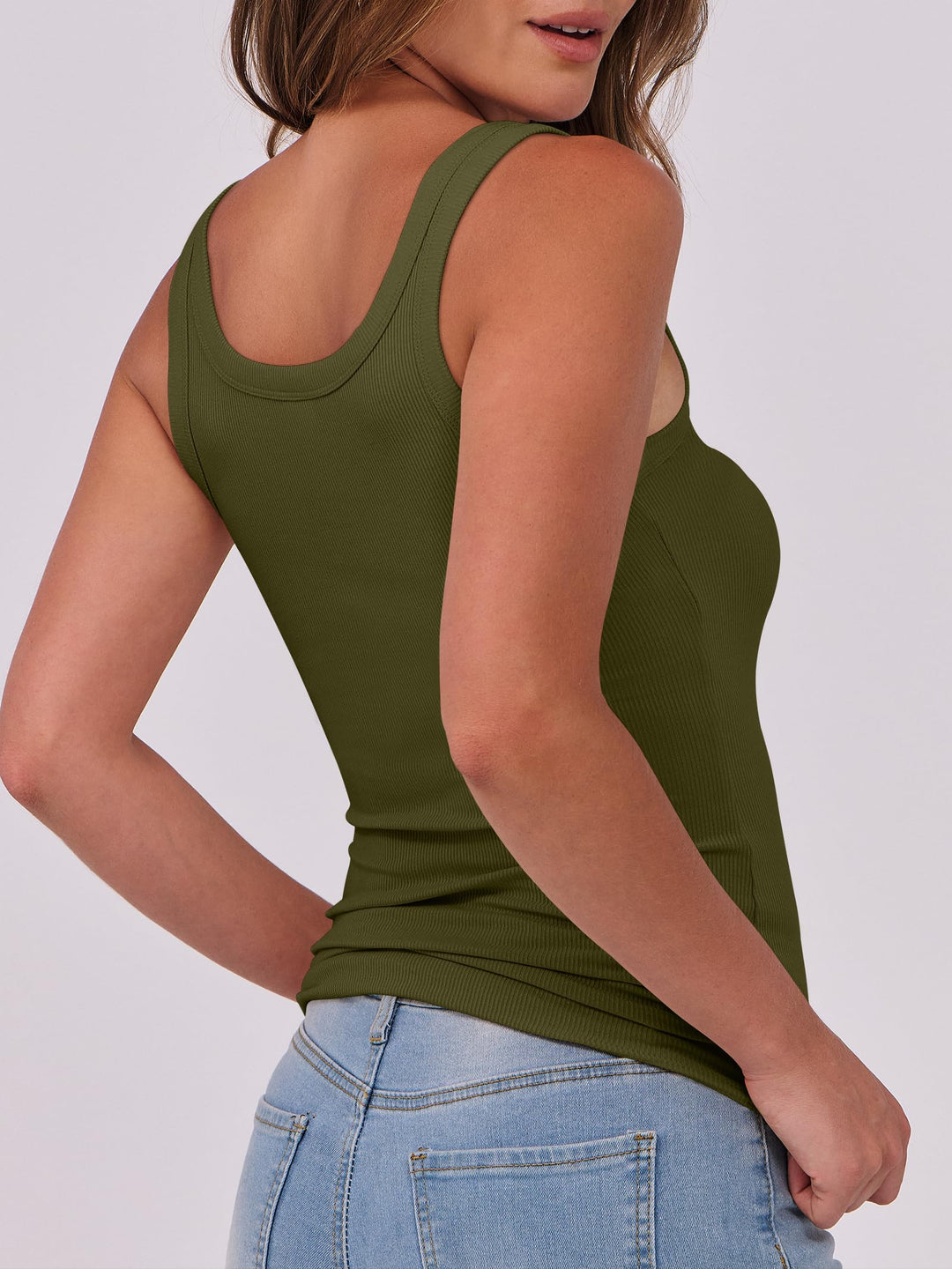 ANRABESS Womens Sleeveless Scoop Neck Tank Top Ribbed Fitted Summer Basic Slim Cute Tops 2026