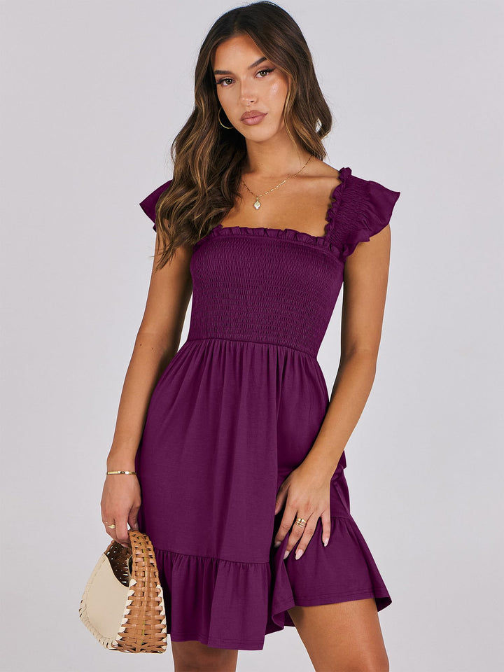 ANRABESS Boho Sleeveless Square Neck Beach Dress