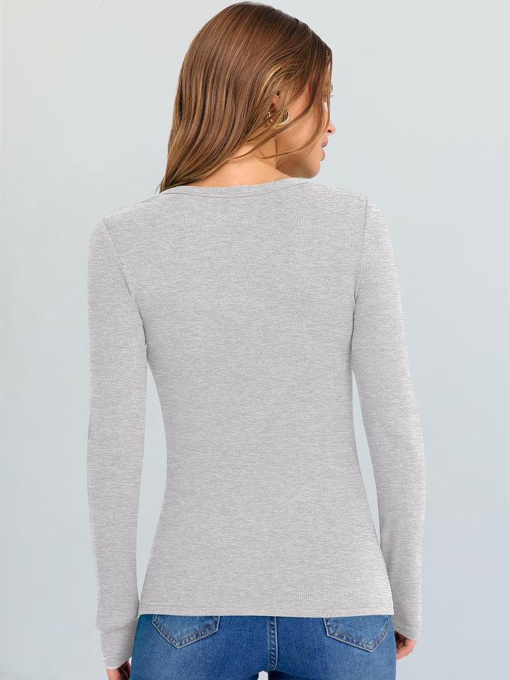 ANRABESS Long Sleeve Shirts for Women Soft Comfy Ribbed Knit Fitted T-Shirts Casual Trendy Y2K Basic Tops Fall Winter Underscrub Layering Clothes