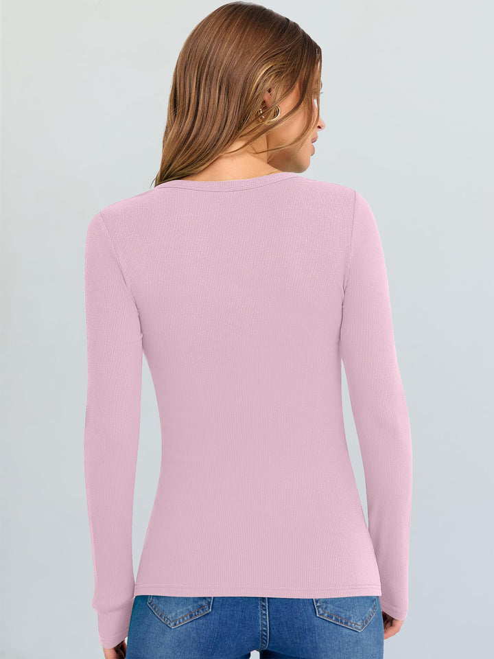ANRABESS Long Sleeve Shirts for Women Soft Comfy Ribbed Knit Fitted T-Shirts Casual Trendy Y2K Basic Tops Fall Winter Underscrub Layering Clothes
