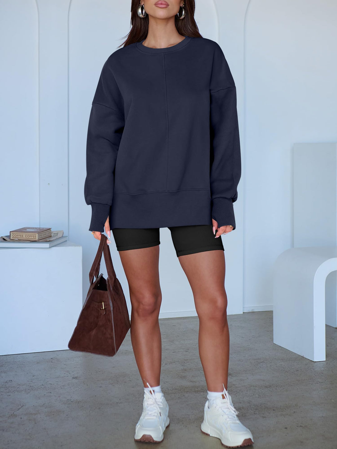 ANRABESS Oversized Sweatshirts for Women Thumbhole Long Sleeve Hoodies Shirts Fall Side Slit Pullover Fashion Top Teen Y2k Outfits