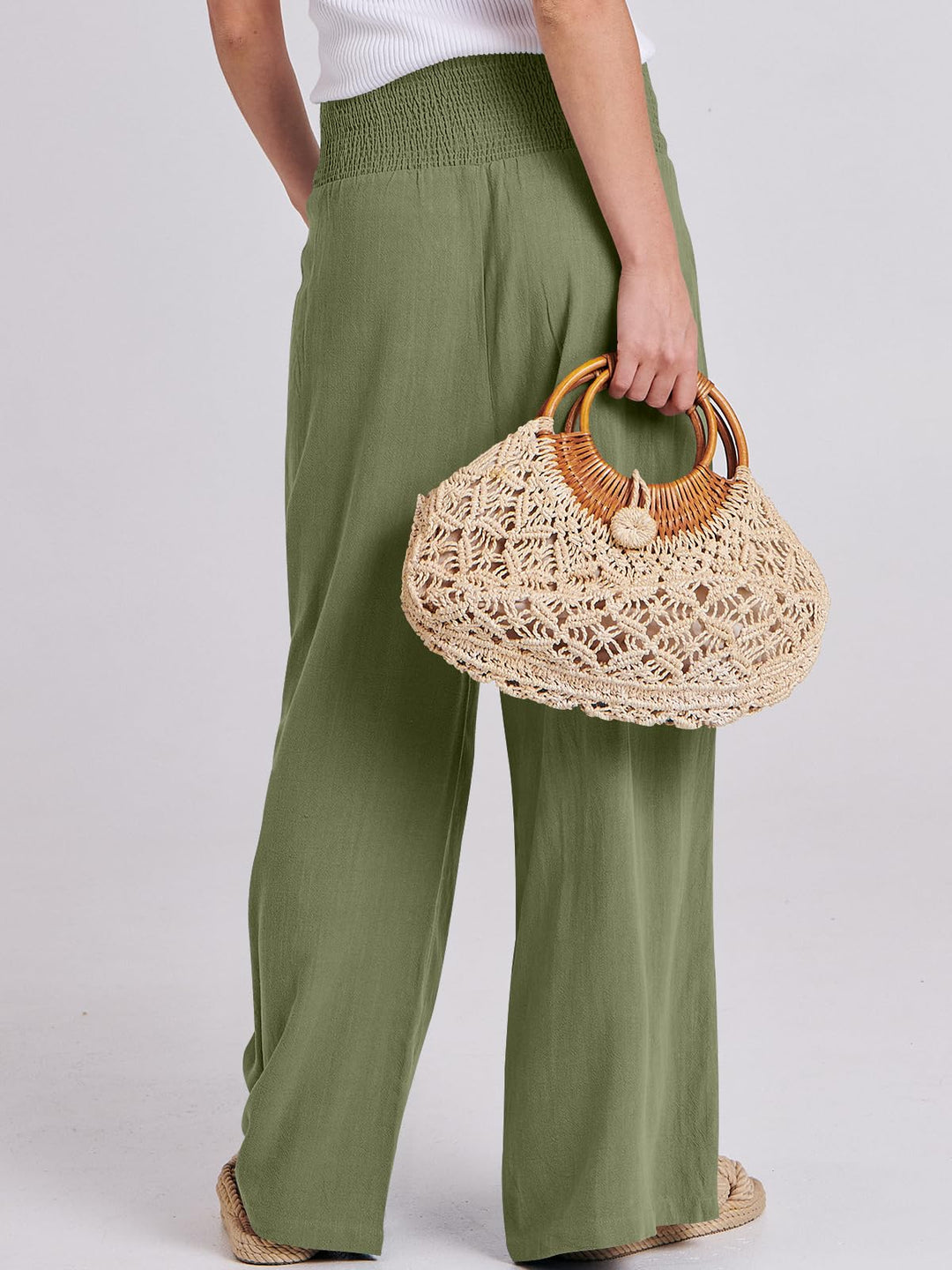 ANRABESS Linen Wide Leg Pants for Women Summer Boho High Waist Palazzo Pants Beach Lounge Casual Trousers with Pockets Vacation Clothes
