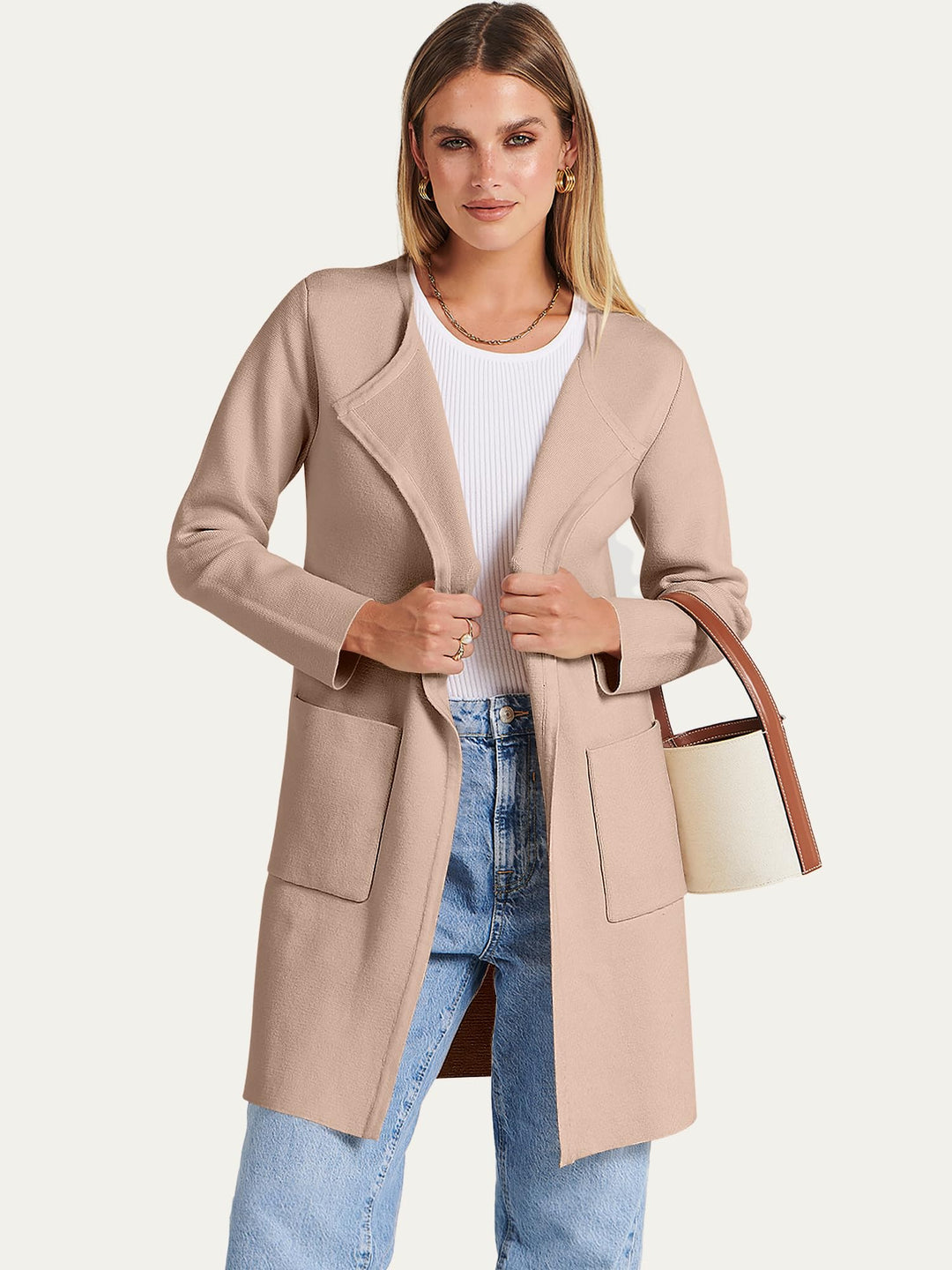 ANRABESS Womens Cardigan Sweater Open Front Knit Long Coatigan Dressy Casual Jacket Coat 2026 Fall Outfits Classy Clothes