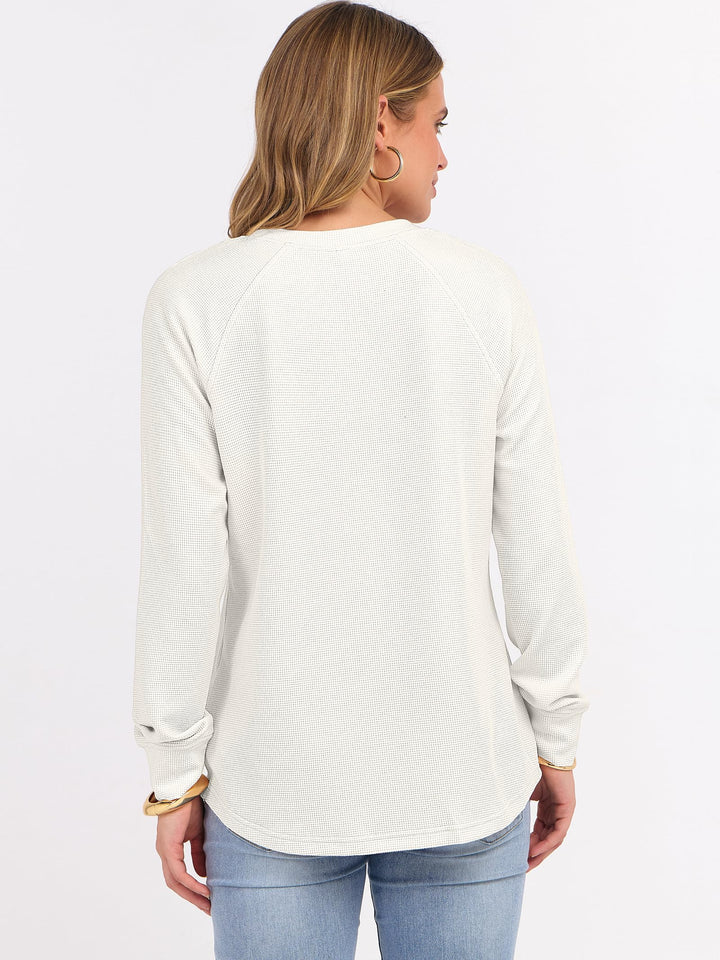 ANRABESS Long Sleeve Waffle Knit Shirts for Women Spring Fall Dressy Casual Button Up V Neck Henley Tops Loose Basic Tees Winter Clothes
