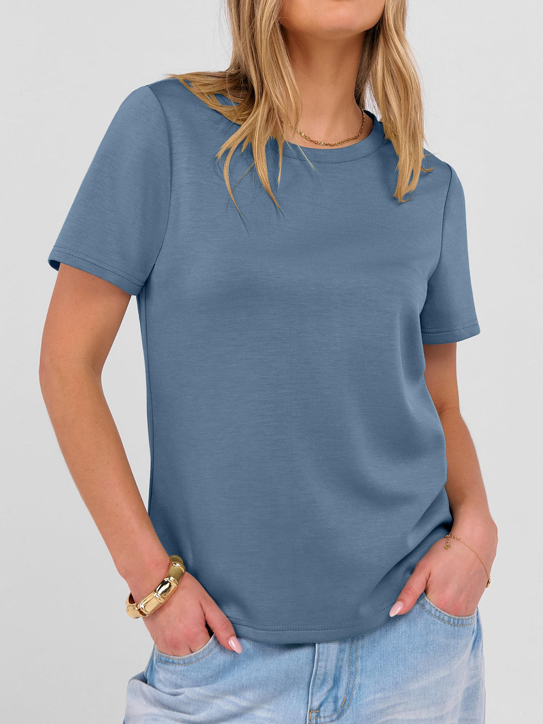 ANRABESS Summer T Shirts for Women, Round Neck Short Sleeve Tops for Women 2026 WrinkleFree Comfy Tshirt Basic Tee Casual Workout Tops Vacation Outfits