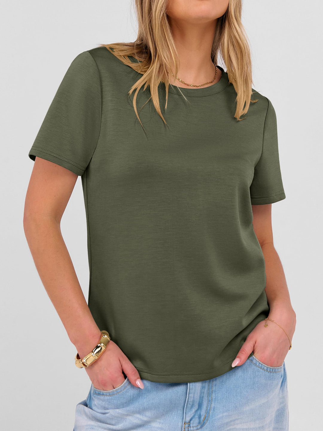 ANRABESS Summer T Shirts for Women, Round Neck Short Sleeve Tops for Women 2026 WrinkleFree Comfy Tshirt Basic Tee Casual Workout Tops Vacation Outfits