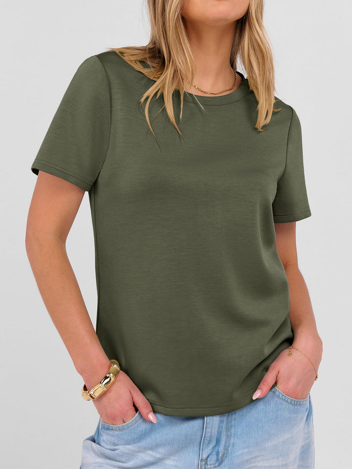 ANRABESS Summer T Shirts for Women, Round Neck Short Sleeve Tops for Women 2026 WrinkleFree Comfy Tshirt Basic Tee Casual Workout Tops Vacation Outfits