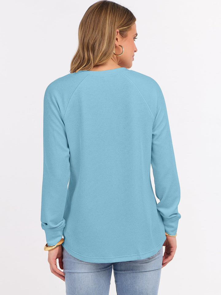 ANRABESS Long Sleeve Waffle Knit Shirts for Women Spring Fall Dressy Casual Button Up V Neck Henley Tops Loose Basic Tees Winter Clothes