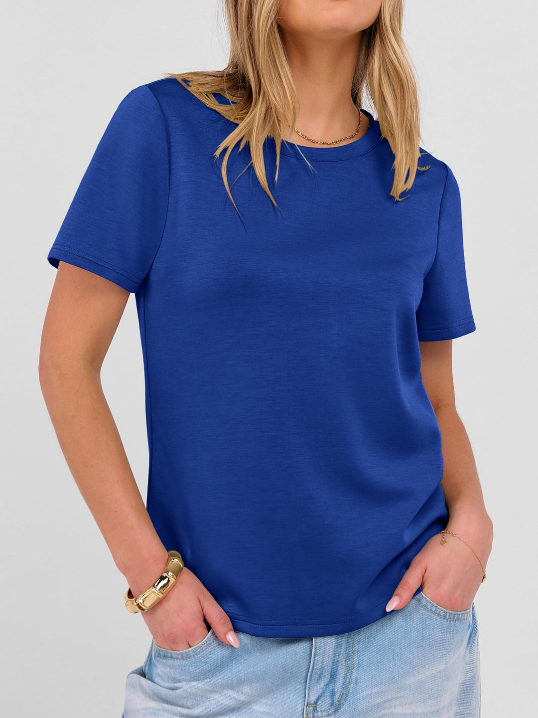 ANRABESS Summer T Shirts for Women, Round Neck Short Sleeve Tops for Women 2026 WrinkleFree Comfy Tshirt Basic Tee Casual Workout Tops Vacation Outfits