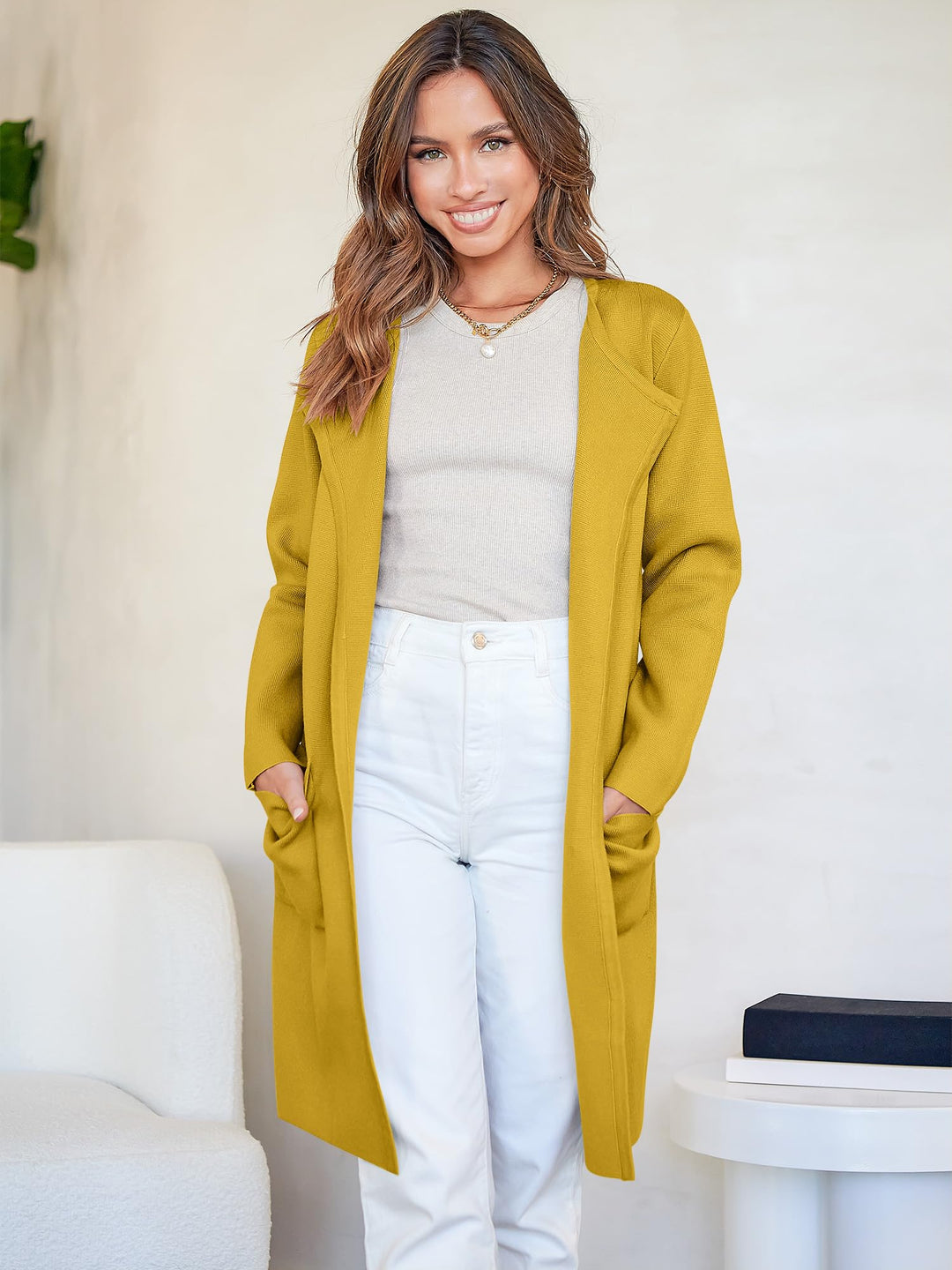 ANRABESS Womens Cardigan Sweater Open Front Knit Long Coatigan Dressy Casual Jacket Coat 2026 Fall Outfits Classy Clothes