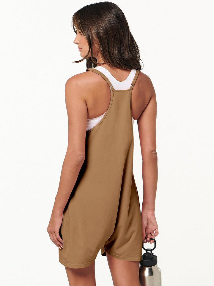 ANRABESS Summer Jumpsuits for Women 2026 Casual Adjustable Spaghetti Strap Rompers for Women Outfits Sleeveless Loose Shorts Overalls with Pockets