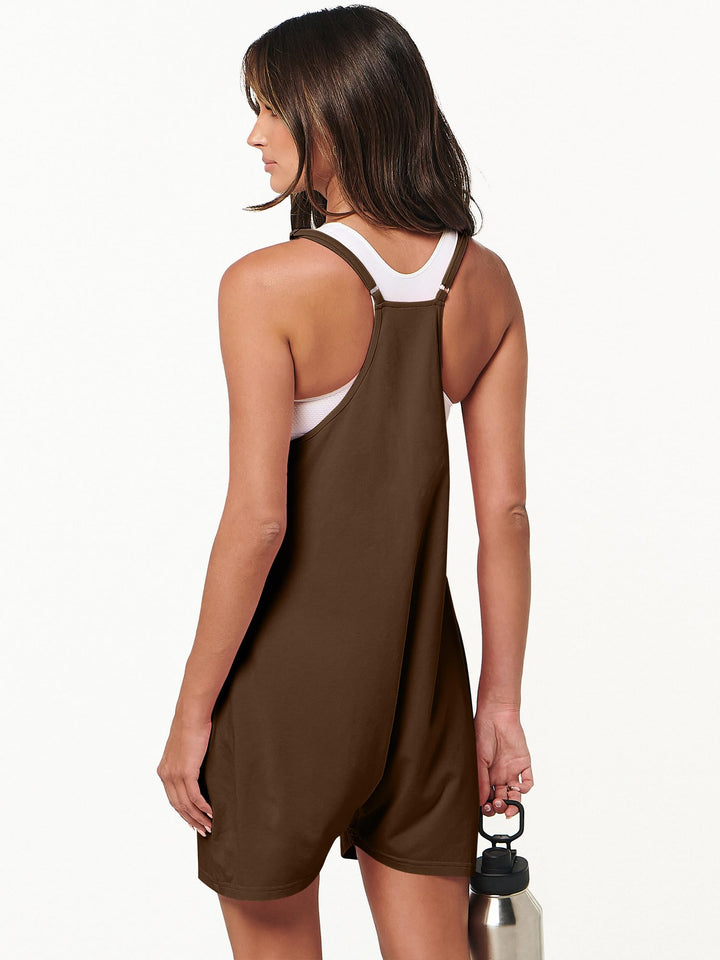 ANRABESS Summer Jumpsuits for Women 2026 Casual Adjustable Spaghetti Strap Rompers for Women Outfits Sleeveless Loose Shorts Overalls with Pockets