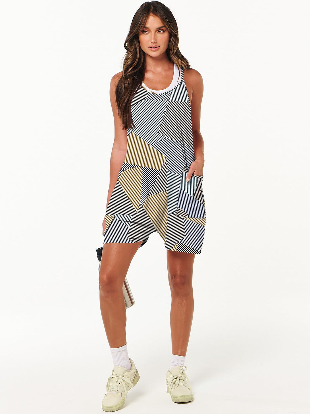 ANRABESS Summer Jumpsuits for Women 2026 Casual Adjustable Spaghetti Strap Rompers for Women Outfits Sleeveless Loose Shorts Overalls with Pockets