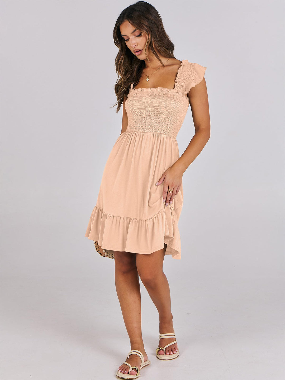 ANRABESS Boho Sleeveless Square Neck Beach Dress