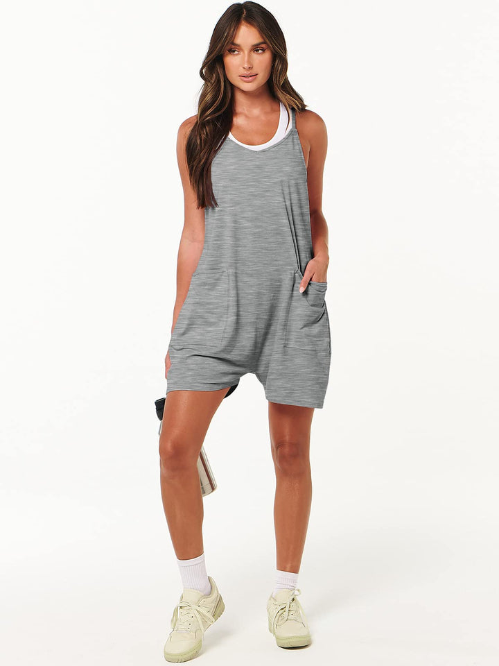 ANRABESS Summer Jumpsuits for Women 2026 Casual Adjustable Spaghetti Strap Rompers for Women Outfits Sleeveless Loose Shorts Overalls with Pockets
