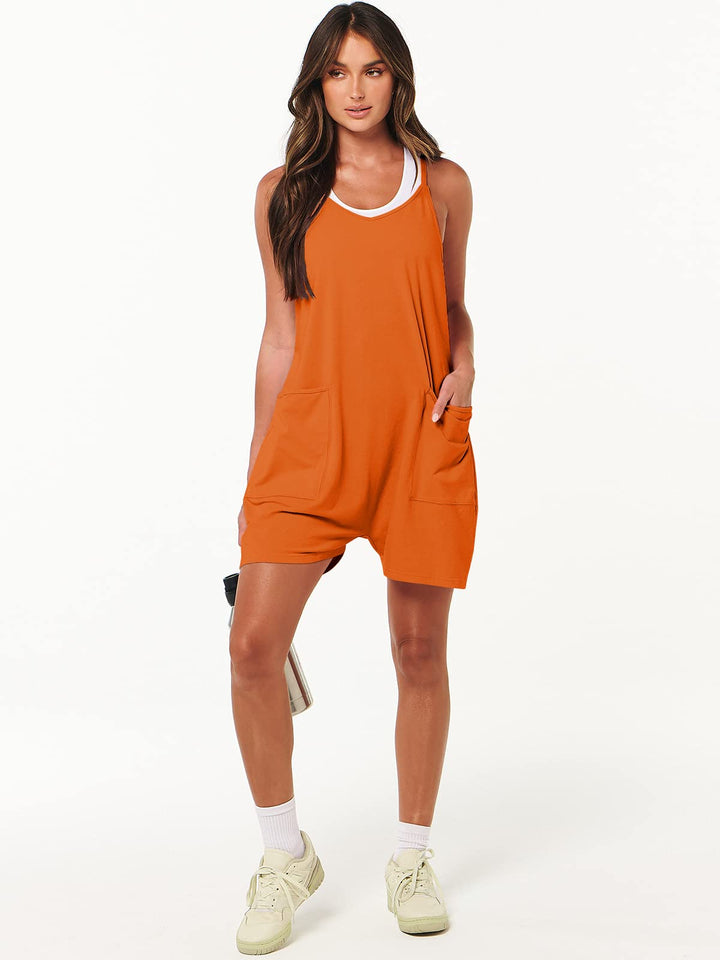 ANRABESS Summer Jumpsuits for Women 2026 Casual Adjustable Spaghetti Strap Rompers for Women Outfits Sleeveless Loose Shorts Overalls with Pockets