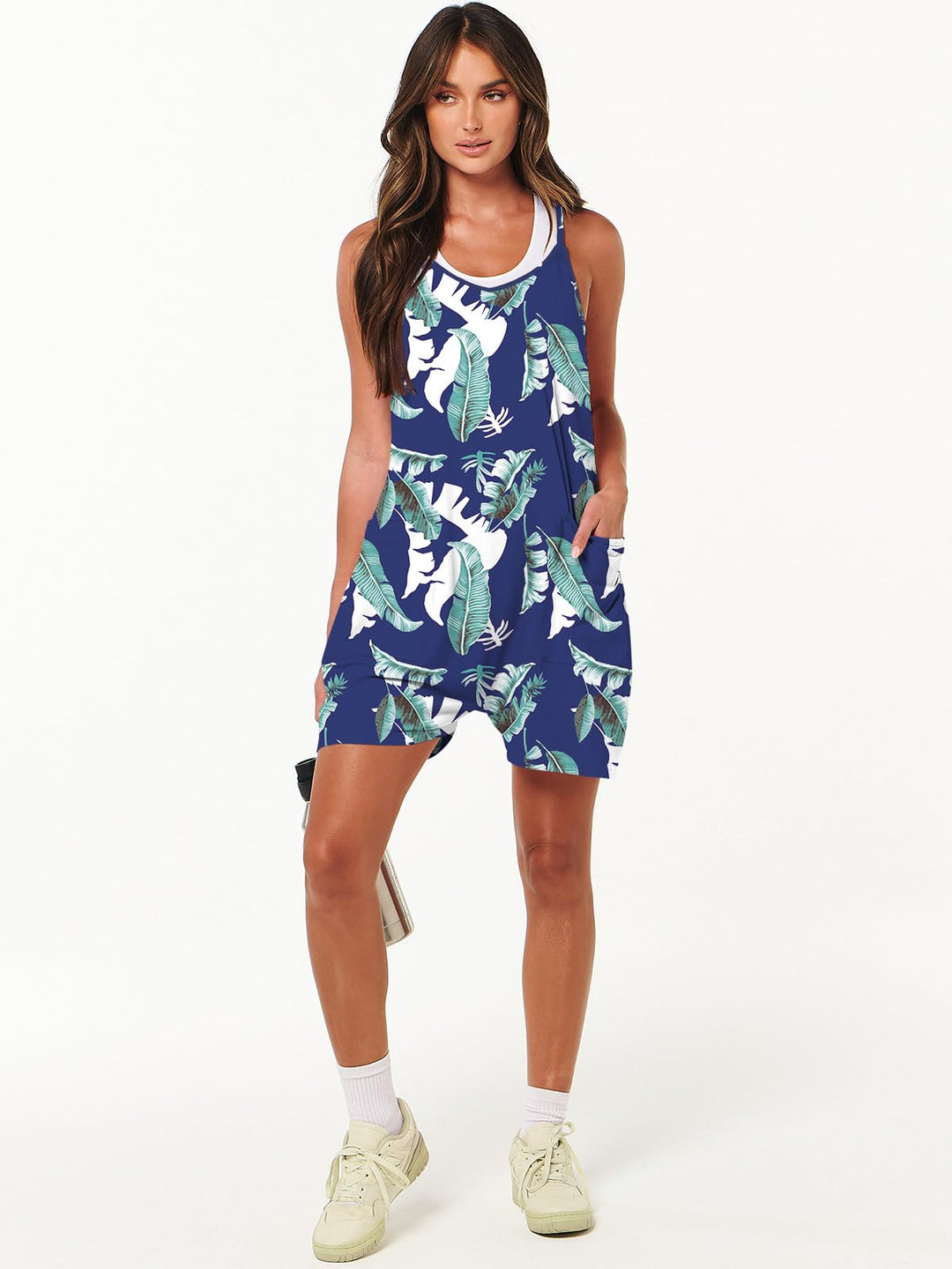 ANRABESS Summer Jumpsuits for Women 2026 Casual Adjustable Spaghetti Strap Rompers for Women Outfits Sleeveless Loose Shorts Overalls with Pockets