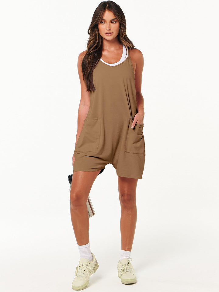 ANRABESS Summer Jumpsuits for Women 2026 Casual Adjustable Spaghetti Strap Rompers for Women Outfits Sleeveless Loose Shorts Overalls with Pockets
