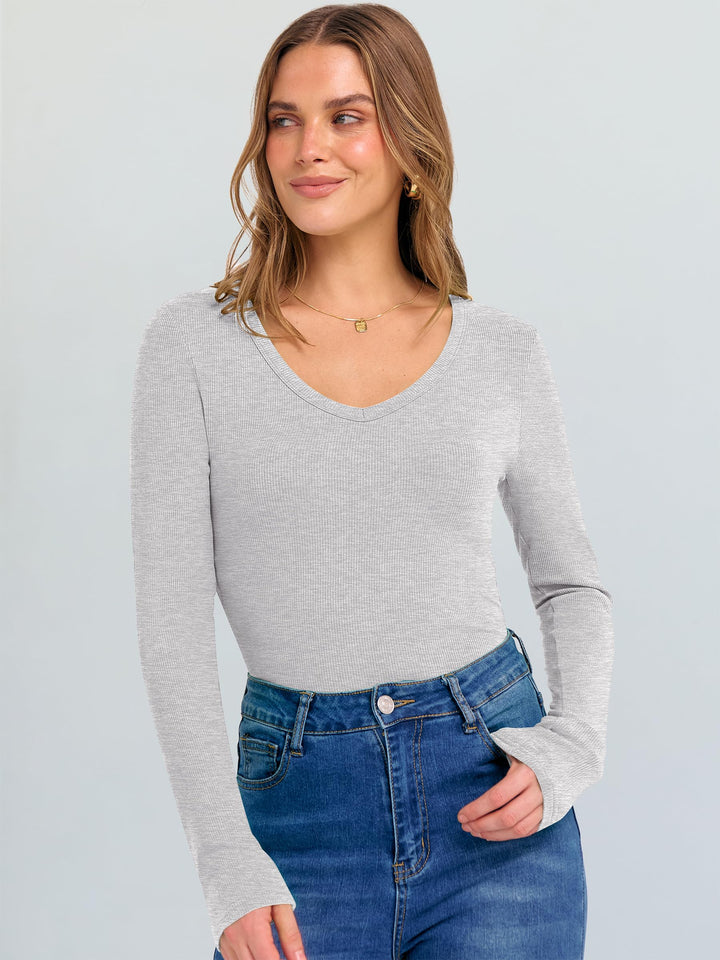 ANRABESS Long Sleeve Shirts for Women Soft Comfy Ribbed Knit Fitted T-Shirts Casual Trendy Y2K Basic Tops Fall Winter Underscrub Layering Clothes