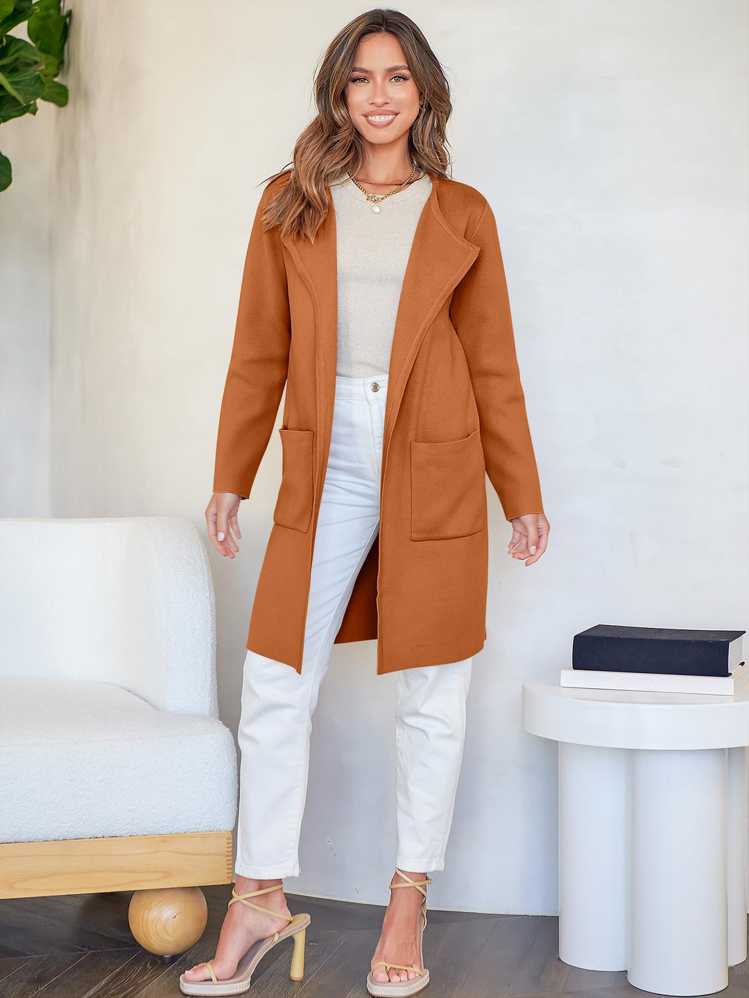 ANRABESS Womens Cardigan Sweater Open Front Knit Long Coatigan Dressy Casual Jacket Coat 2026 Fall Outfits Classy Clothes