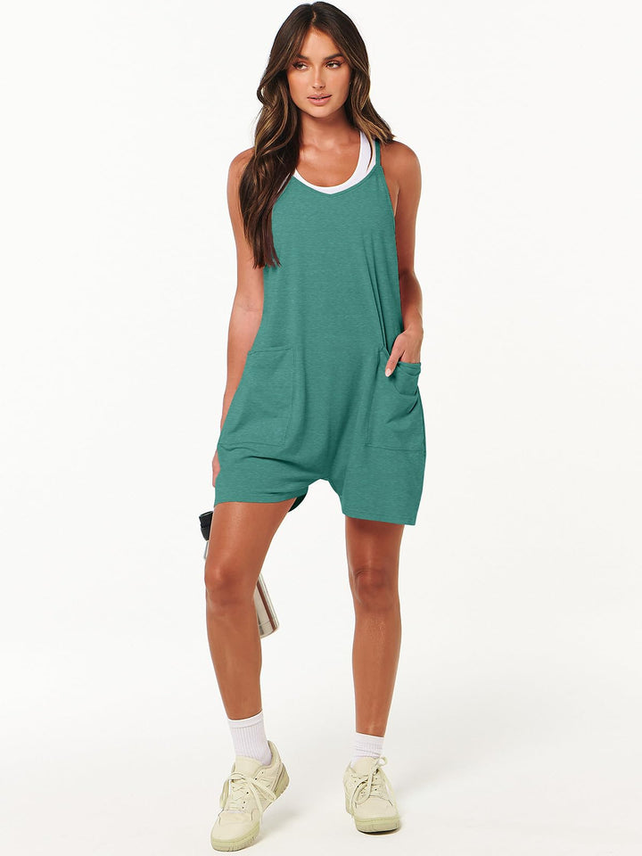ANRABESS Summer Jumpsuits for Women 2026 Casual Adjustable Spaghetti Strap Rompers for Women Outfits Sleeveless Loose Shorts Overalls with Pockets