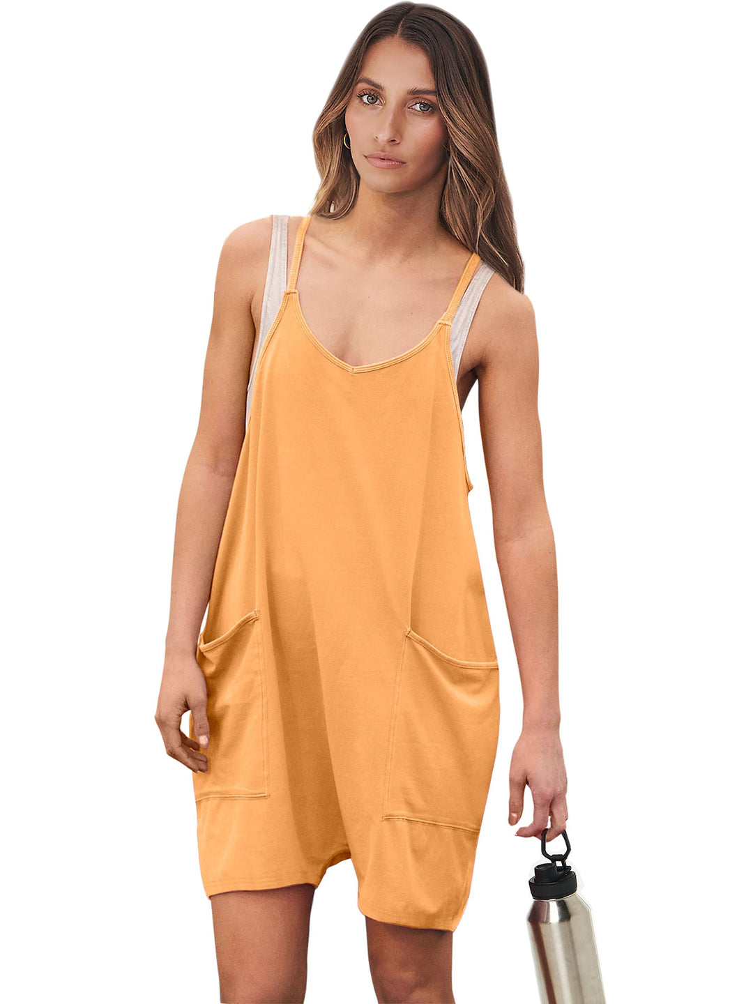 ANRABESS Summer Jumpsuits for Women 2026 Casual Adjustable Spaghetti Strap Rompers for Women Outfits Sleeveless Loose Shorts Overalls with Pockets