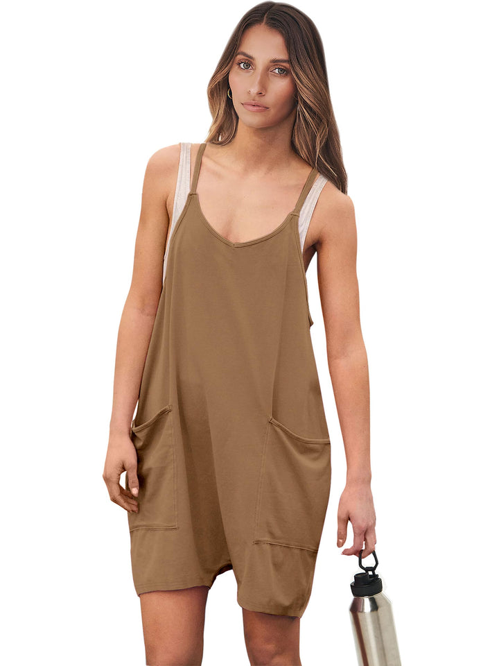 ANRABESS Summer Jumpsuits for Women 2026 Casual Adjustable Spaghetti Strap Rompers for Women Outfits Sleeveless Loose Shorts Overalls with Pockets