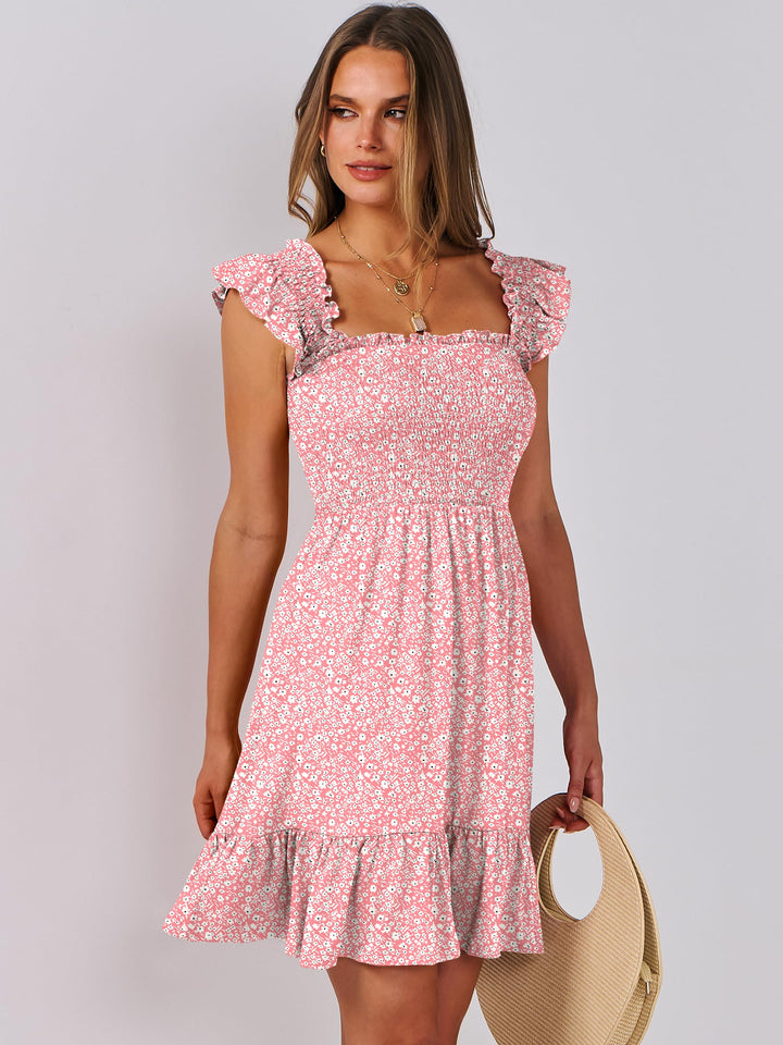 ANRABESS Boho Sleeveless Square Neck Beach Dress