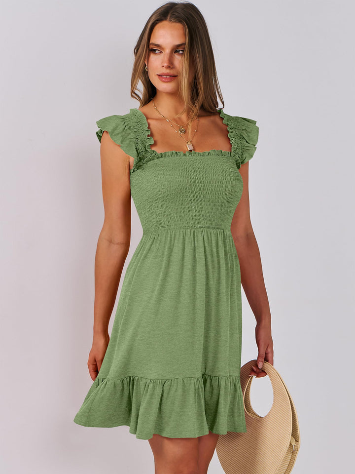 ANRABESS Boho Sleeveless Square Neck Beach Dress