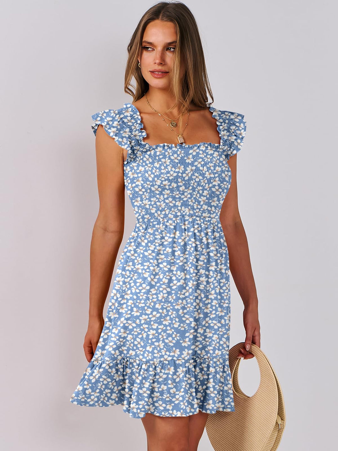 ANRABESS Boho Sleeveless Square Neck Beach Dress