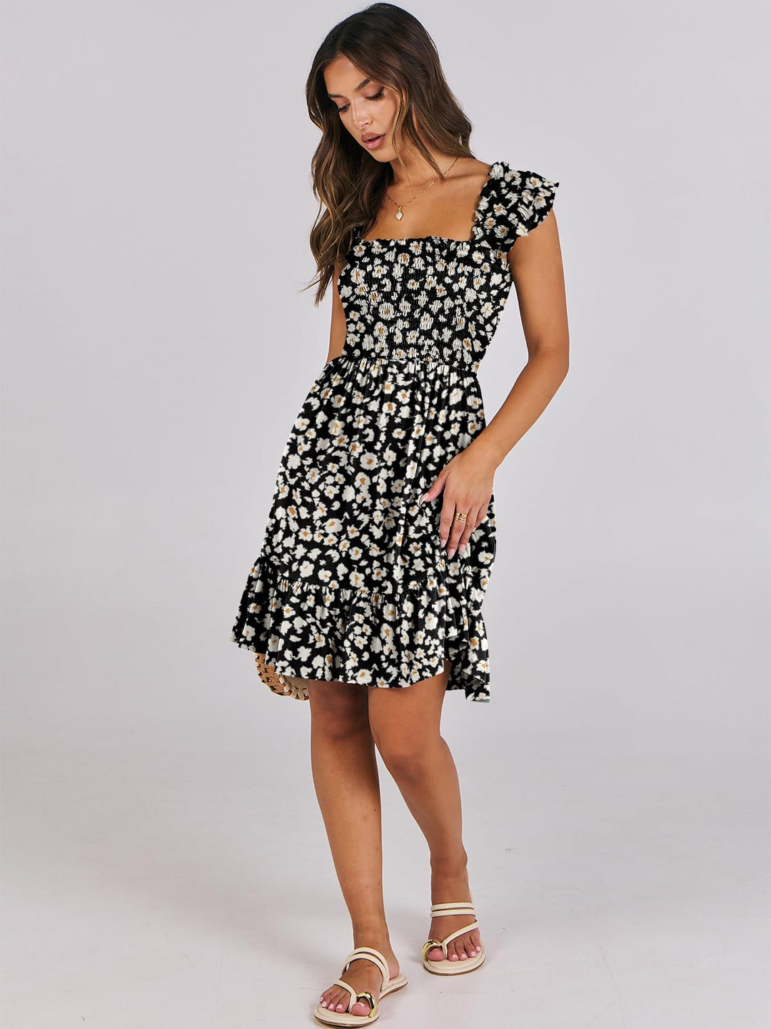 ANRABESS Boho Sleeveless Square Neck Beach Dress