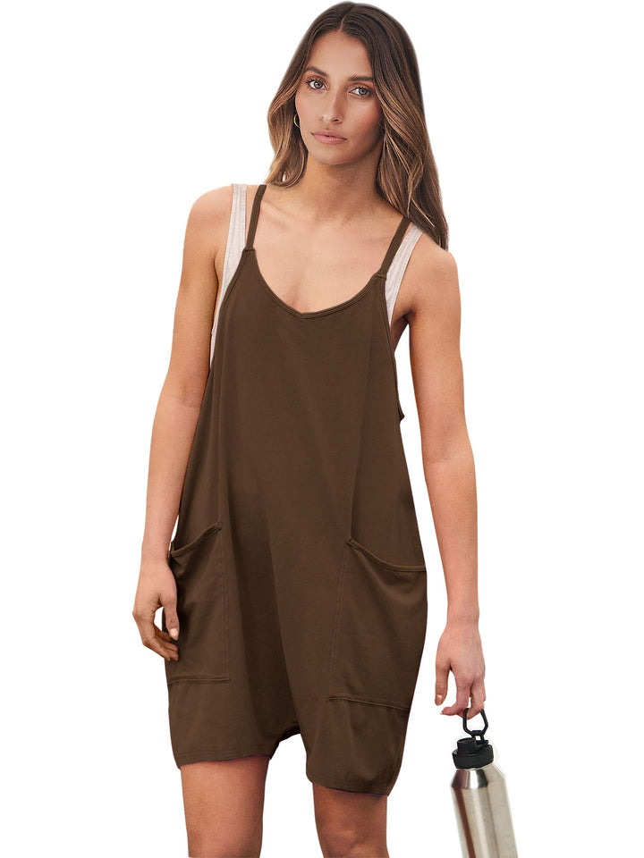 ANRABESS Summer Jumpsuits for Women 2026 Casual Adjustable Spaghetti Strap Rompers for Women Outfits Sleeveless Loose Shorts Overalls with Pockets