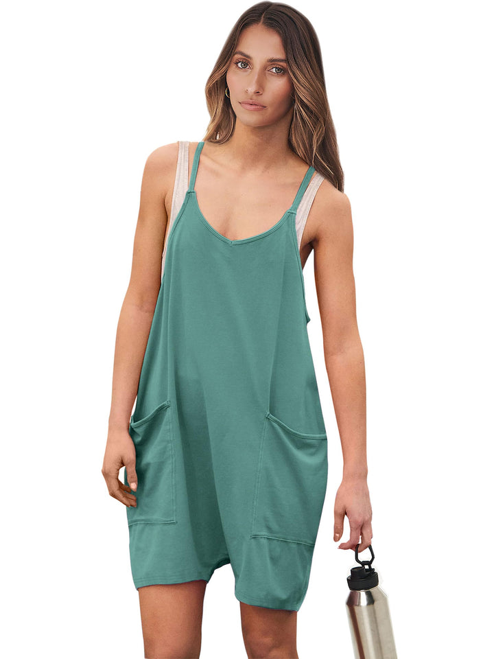 ANRABESS Summer Jumpsuits for Women 2026 Casual Adjustable Spaghetti Strap Rompers for Women Outfits Sleeveless Loose Shorts Overalls with Pockets