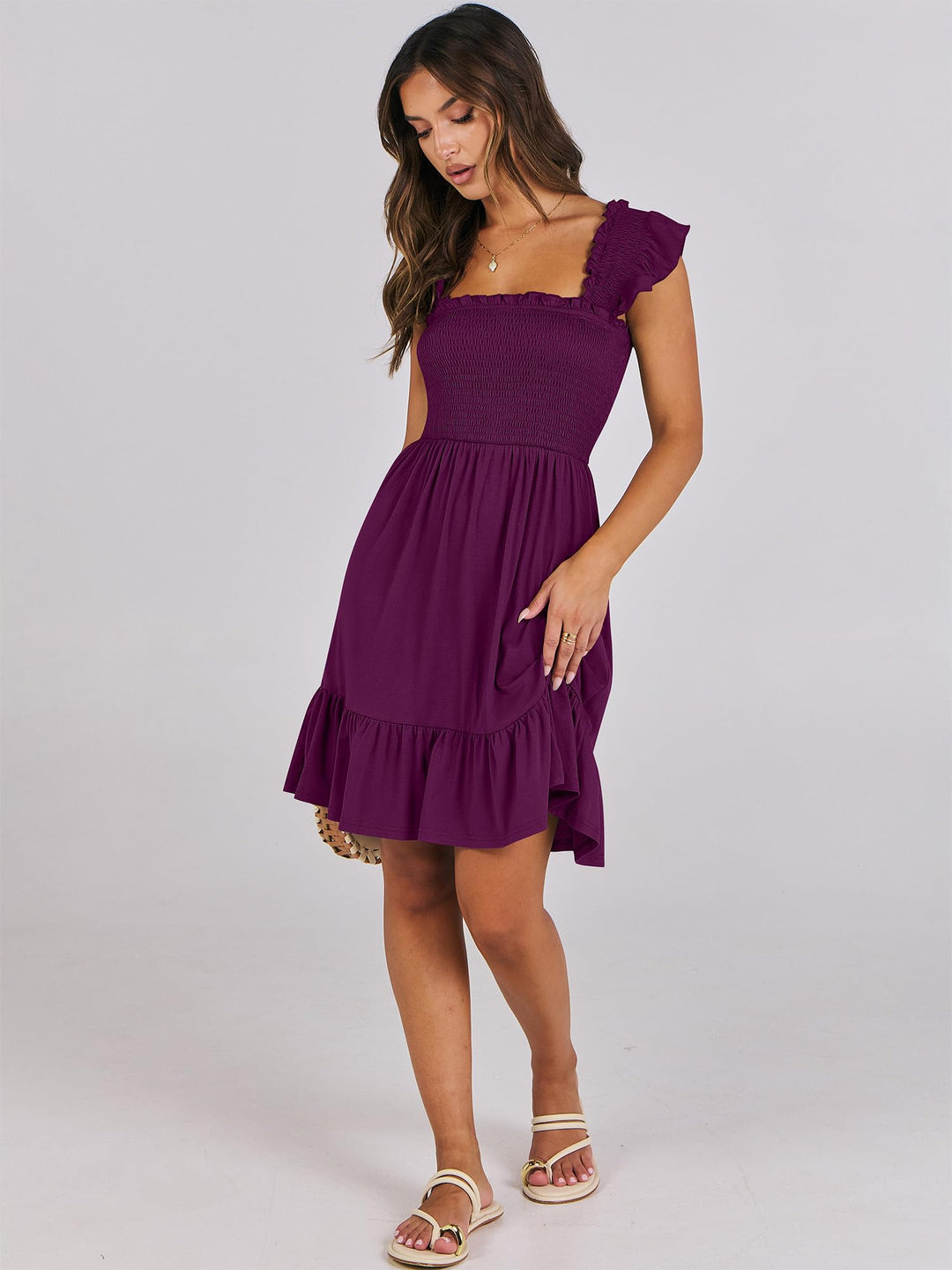 ANRABESS Boho Sleeveless Square Neck Beach Dress