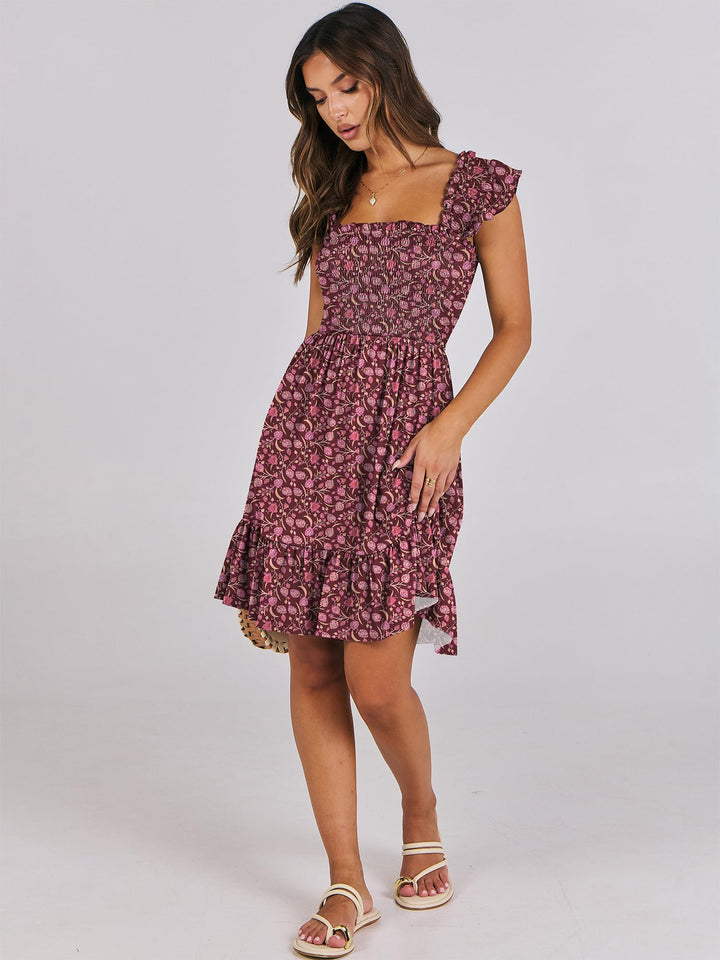 ANRABESS Boho Sleeveless Square Neck Beach Dress