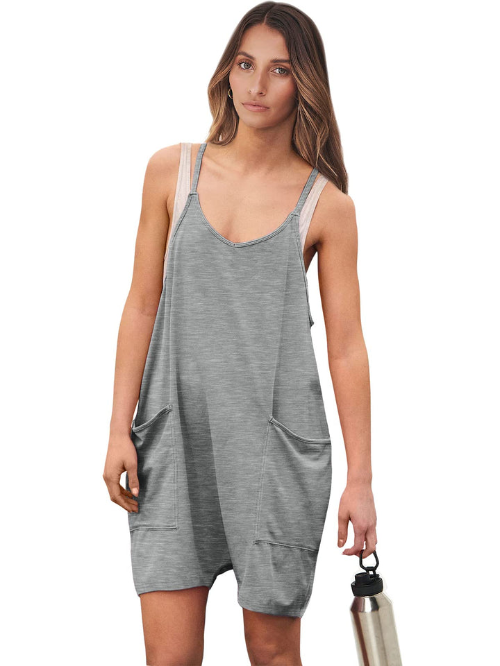ANRABESS Summer Jumpsuits for Women 2026 Casual Adjustable Spaghetti Strap Rompers for Women Outfits Sleeveless Loose Shorts Overalls with Pockets