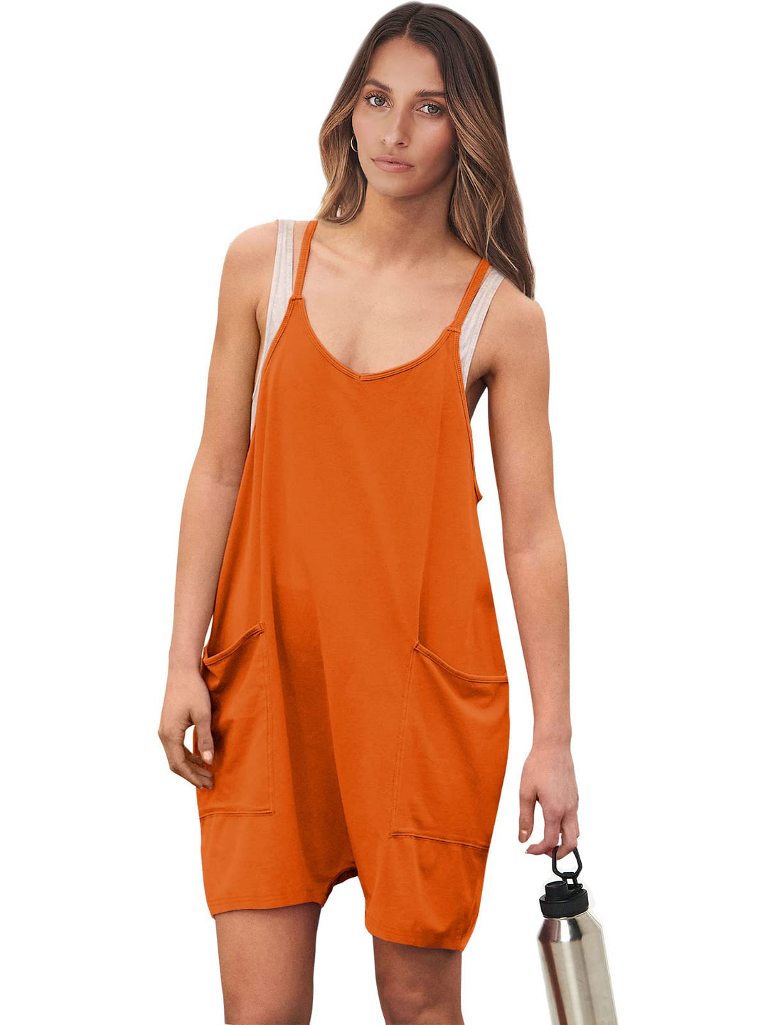 ANRABESS Summer Jumpsuits for Women 2026 Casual Adjustable Spaghetti Strap Rompers for Women Outfits Sleeveless Loose Shorts Overalls with Pockets