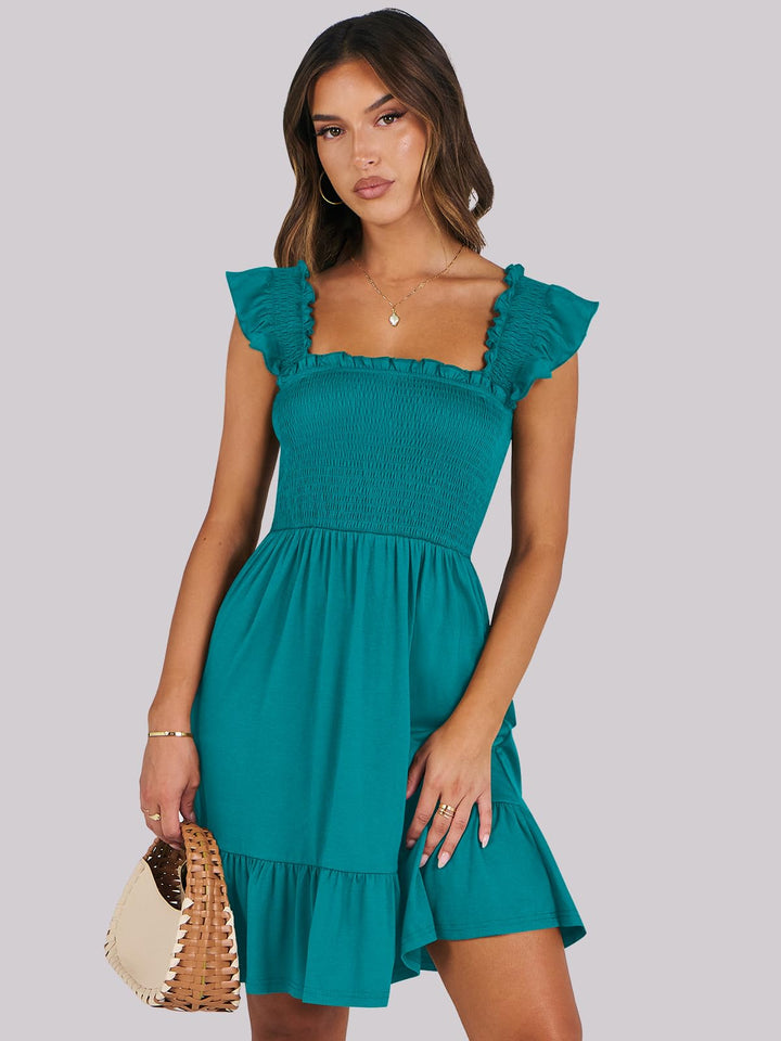 ANRABESS Boho Sleeveless Square Neck Beach Dress