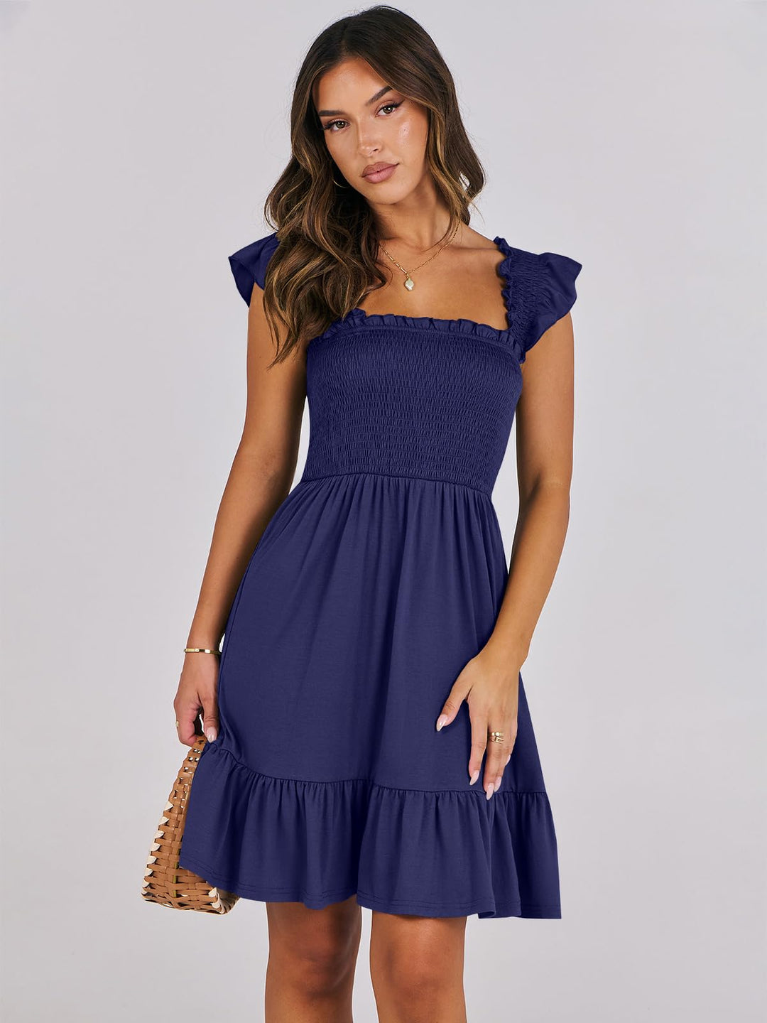 ANRABESS Boho Sleeveless Square Neck Beach Dress