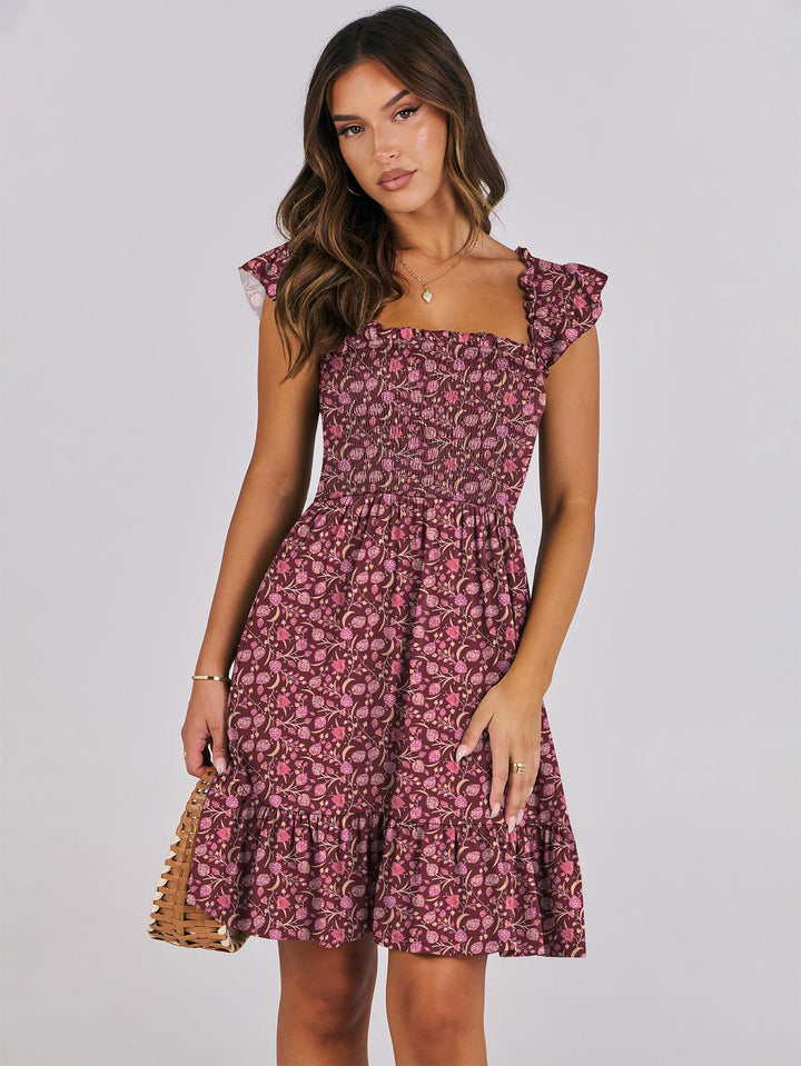 ANRABESS Boho Sleeveless Square Neck Beach Dress