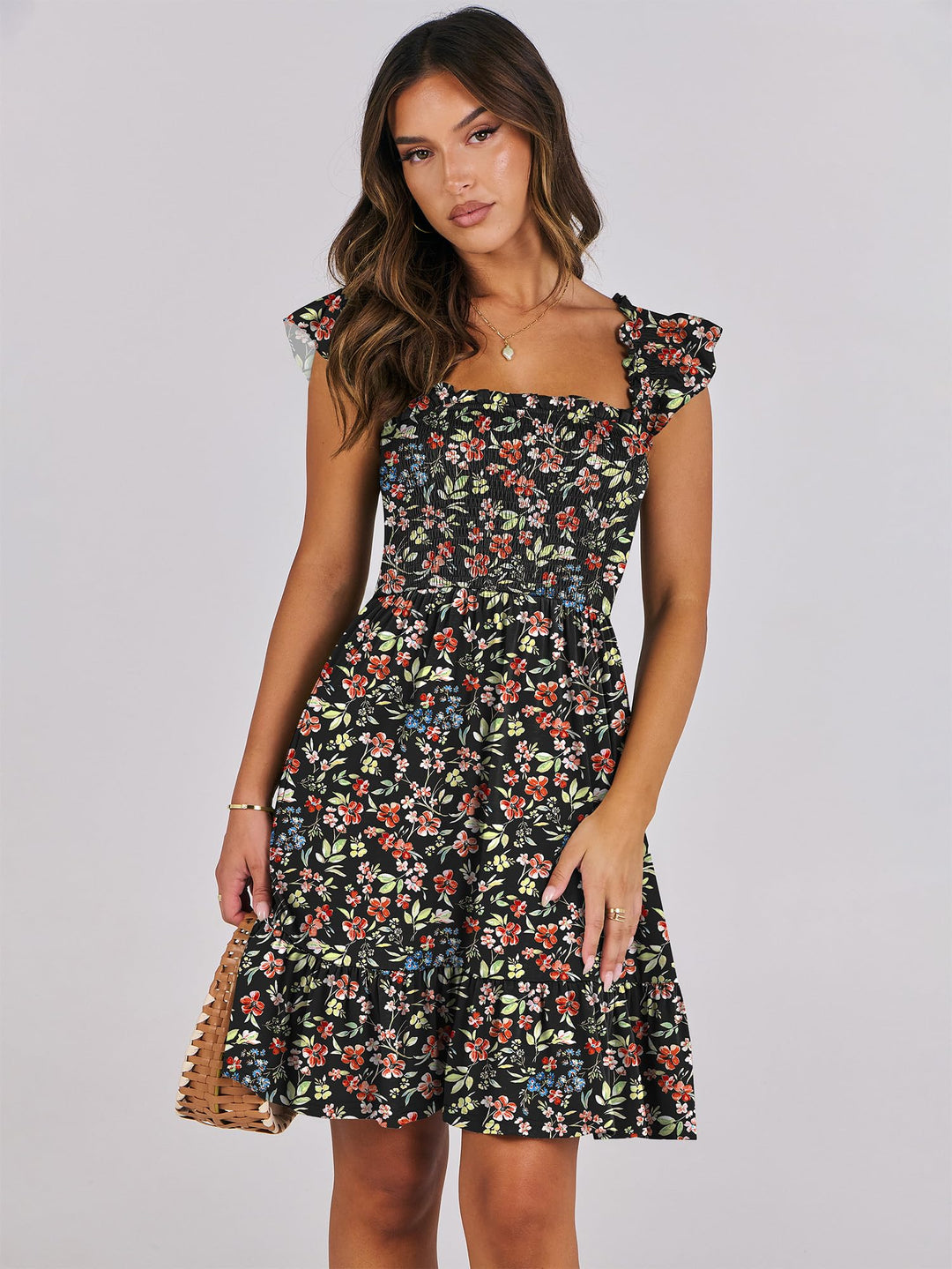 ANRABESS Boho Sleeveless Square Neck Beach Dress