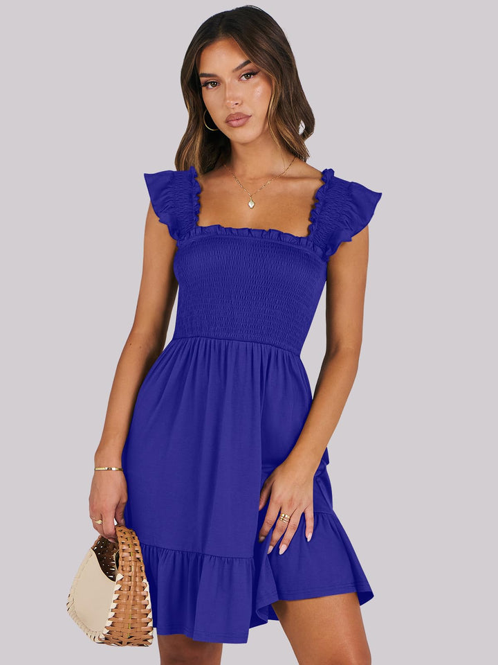 ANRABESS Boho Sleeveless Square Neck Beach Dress