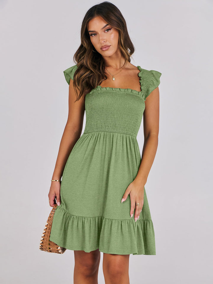 ANRABESS Boho Sleeveless Square Neck Beach Dress