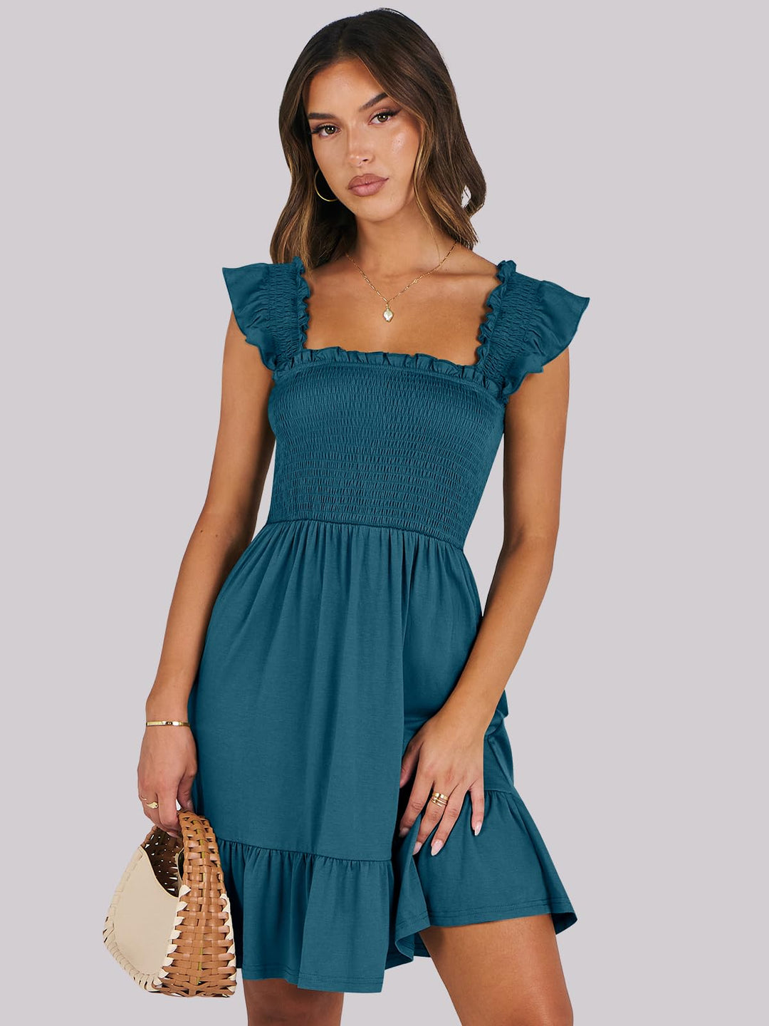 ANRABESS Boho Sleeveless Square Neck Beach Dress