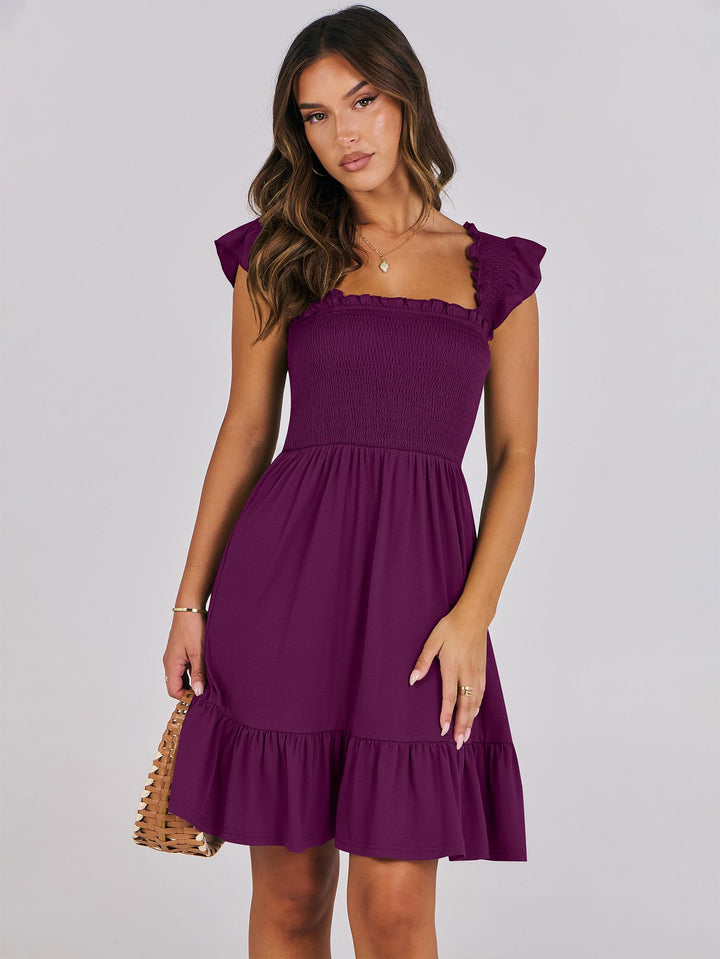 ANRABESS Boho Sleeveless Square Neck Beach Dress